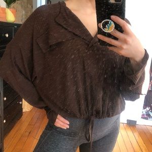 Brown drawstring Zara blouse